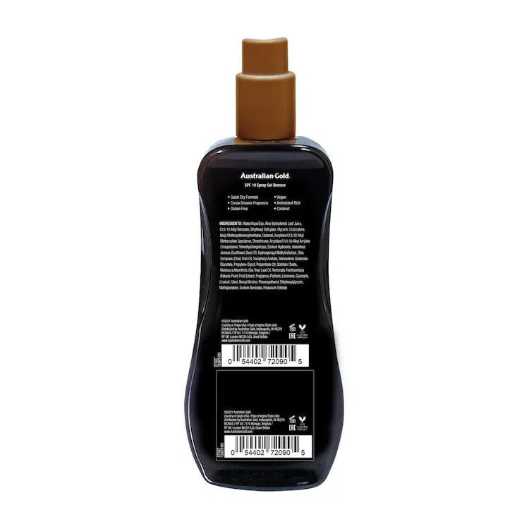 Australian Gold SPF 10 Instant Bronzer Spray Gel Suncream 237ml - The Tanning Company