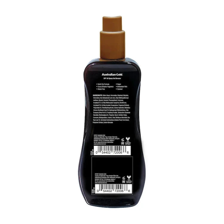 Australian Gold SPF 50 Instant Bronzer Spray Gel Suncream 237ml